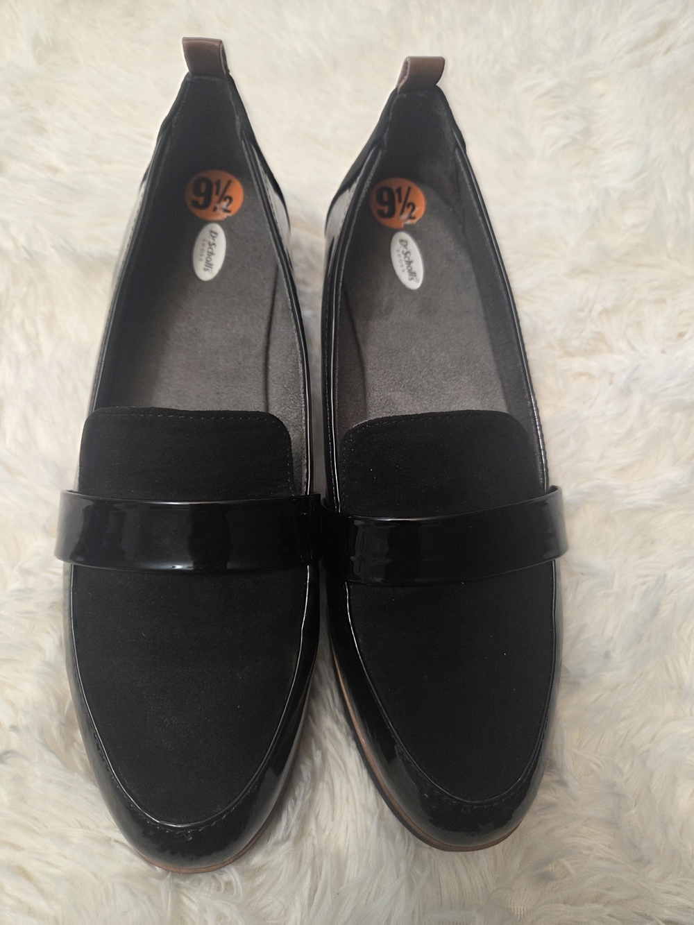 Dr. Scholl's Black Patent & Suede Slip-On Loafers